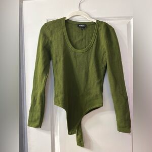 Express Forest Green Long Sleeve Bodysuit